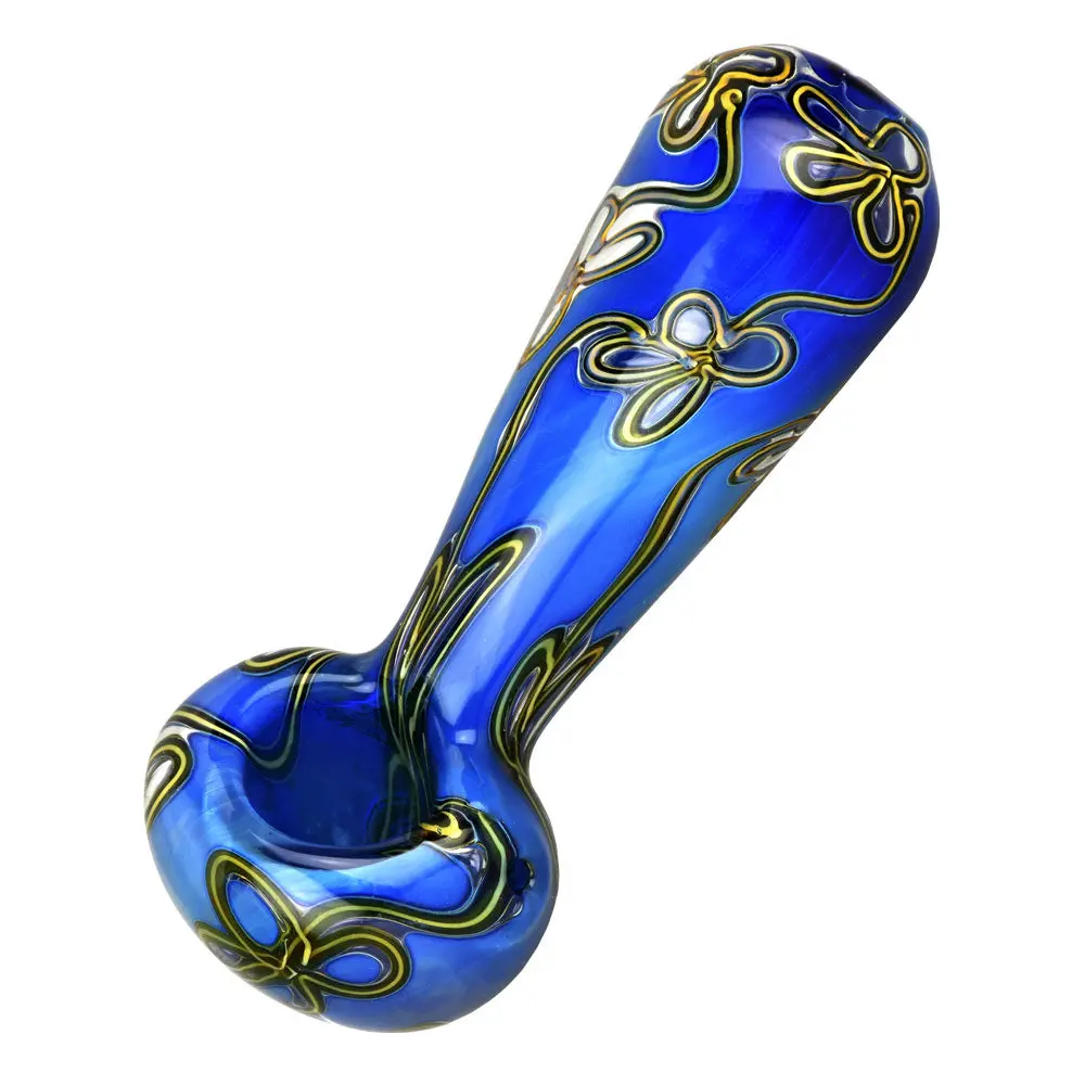 Trippy Floral Double Glass Spoon Pipe - 5" 1
