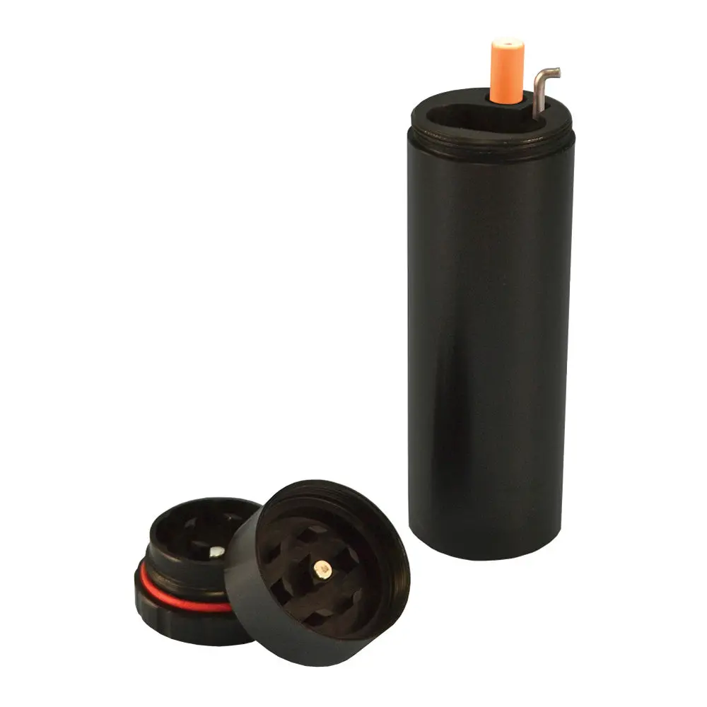All In 1 Metal Smoke Stopper W/Poker & Grinder - Black 1