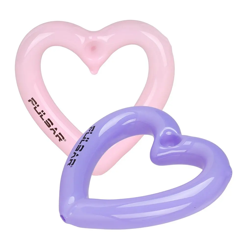 2Pc Set - Pulsar Balloon Heart Glass Hand Pipe - 4.5" / Assorted Colors 1