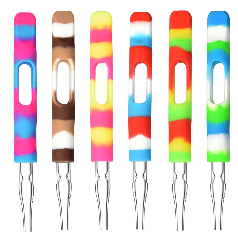 Silicone Wrapped Dab Straw - 3.75" / Colors Vary 1