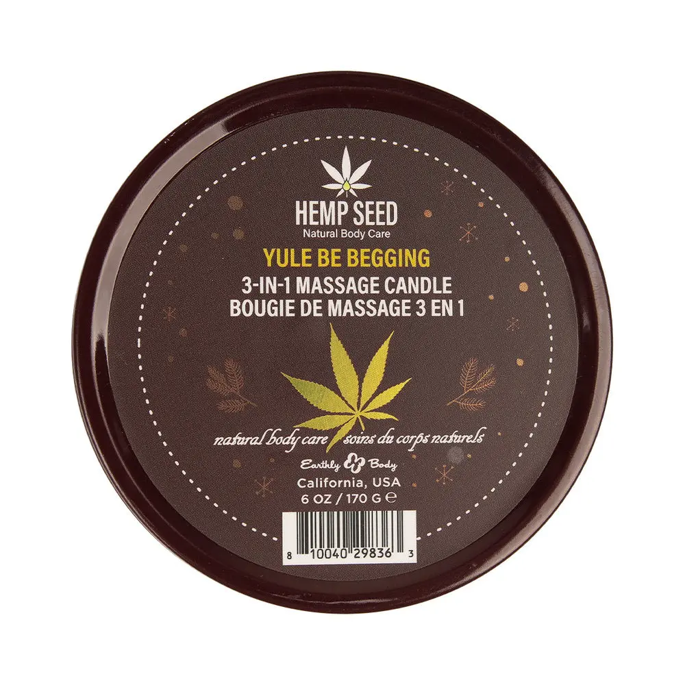 Earthly Body Hemp Seed 3-In-1 Massage Candle Yule Be Begging 6 Oz. 1