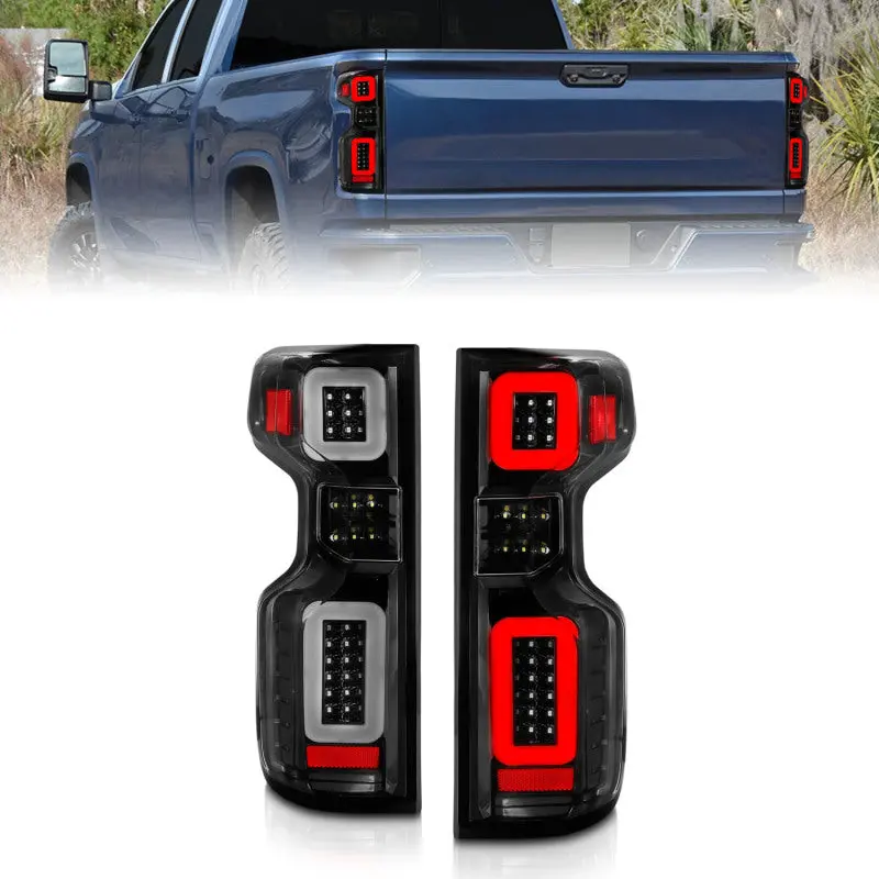 Anzo 19-21 Chevy Silverado Full Led Tailights Black Housing Clear Lens G2 (W/C Light Bars) 1