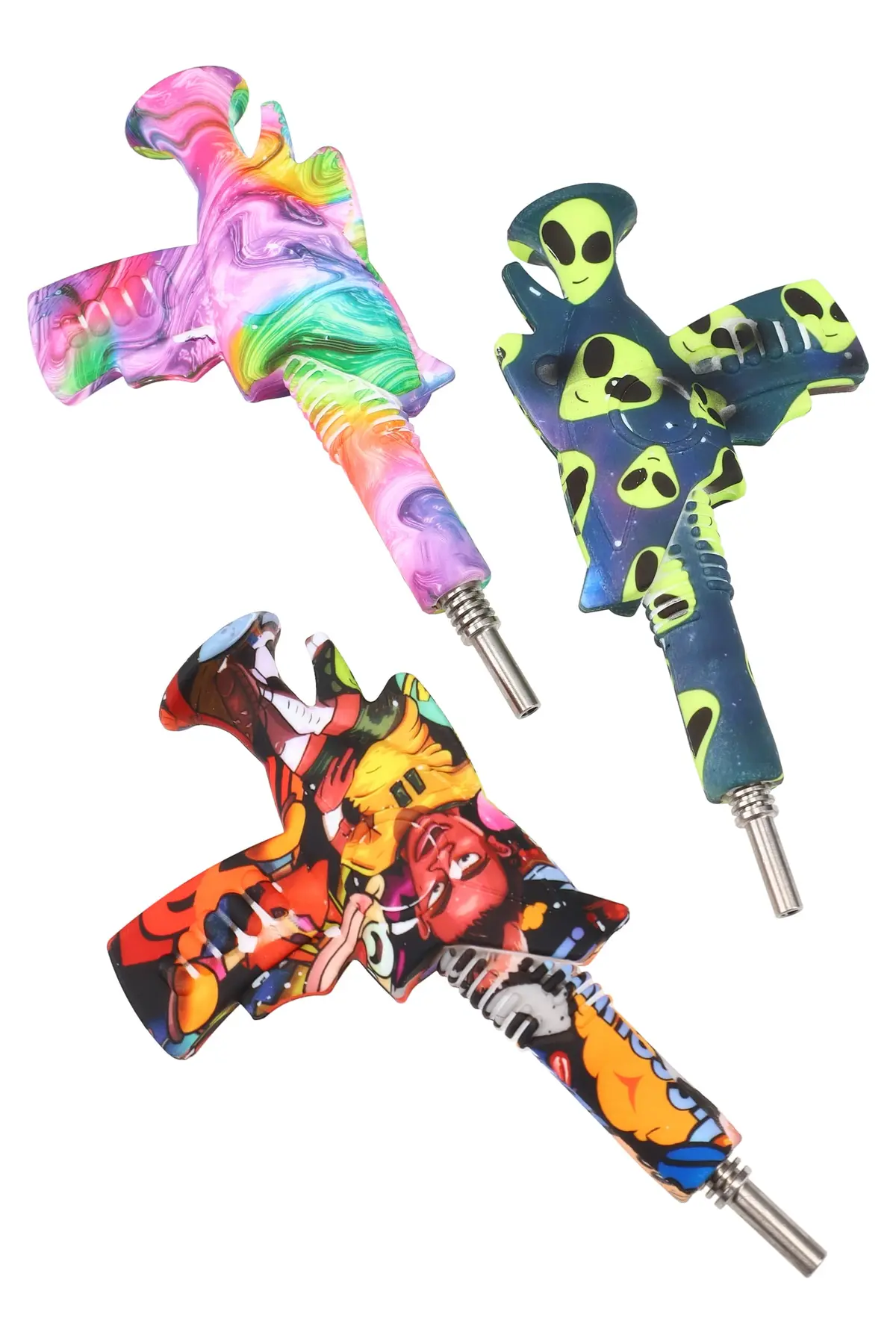 Silicone Decal Martian Ray-Gun Dab Straw “Space Blaster” – 6″ – Assorted 1