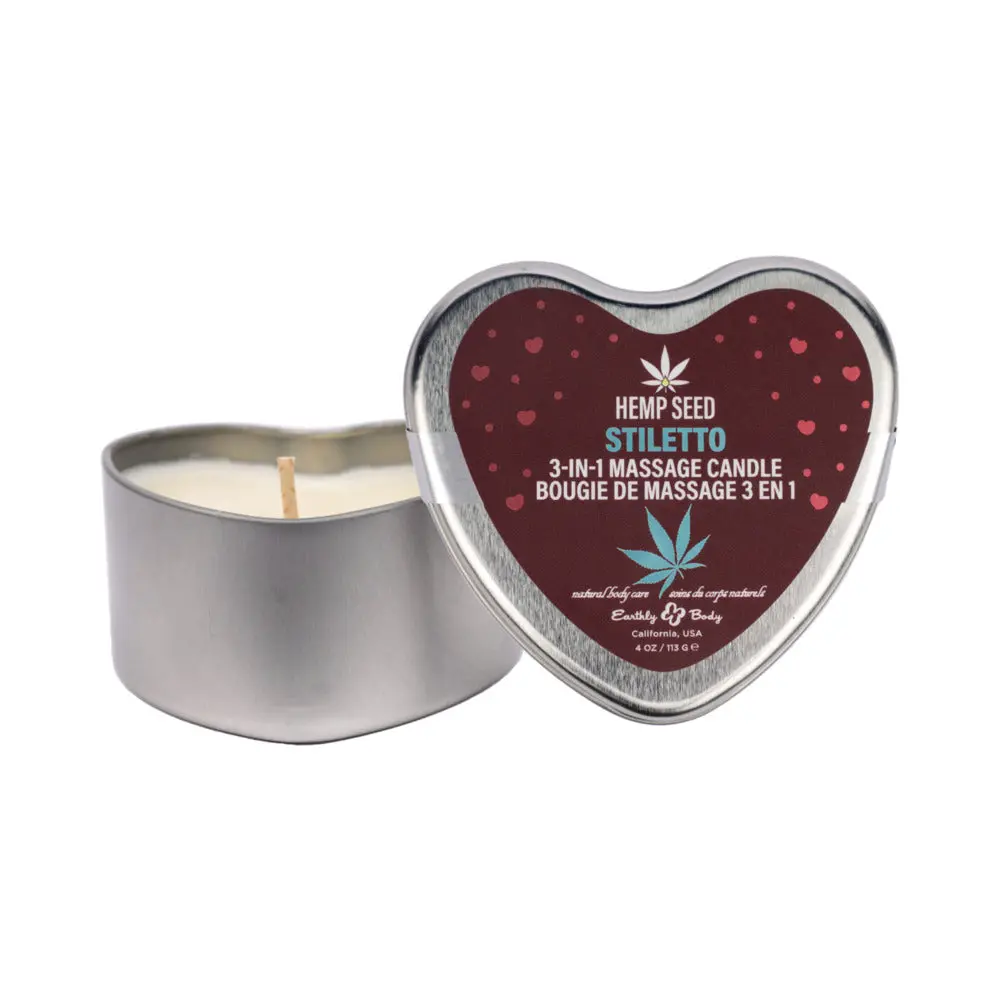 Earthly Body Hemp Seed Valentine 3-In-1 Massage Candle Stiletto 4.7 Oz. 1
