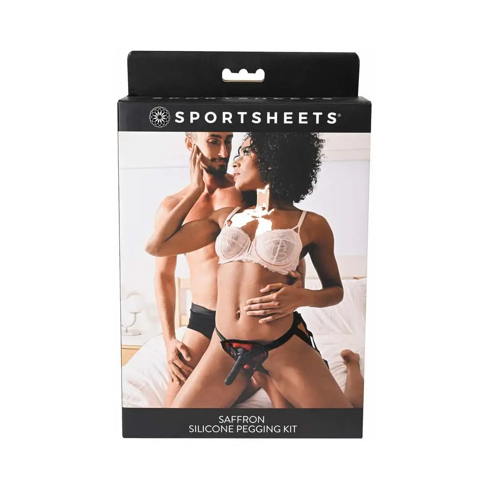 Sportsheets Saffron Silicone Pegging Kit With Adjustable Strap-On Harness & 5 In. Dildo 1
