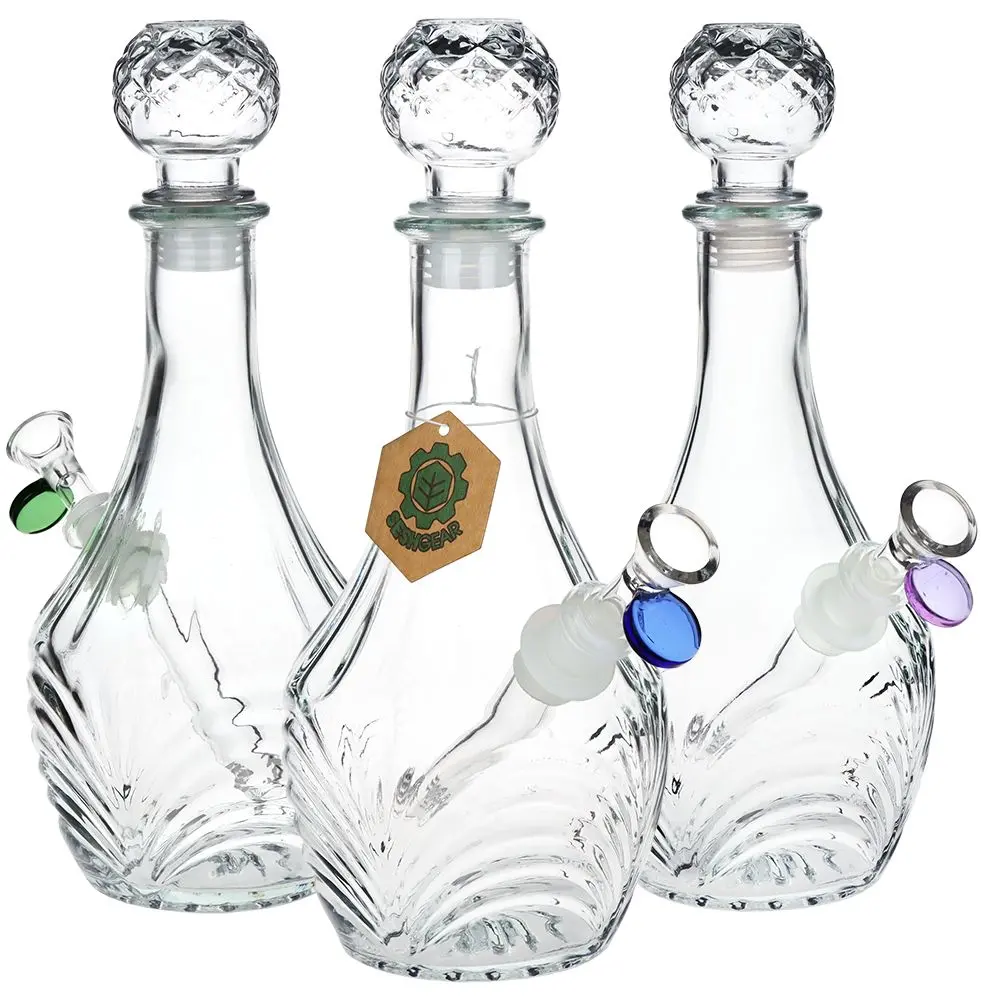 Seshgear Vintage Decanter Style Glass Water Pipe - 10.75" / 14Mm F / High Stripe / Colors Vary 1