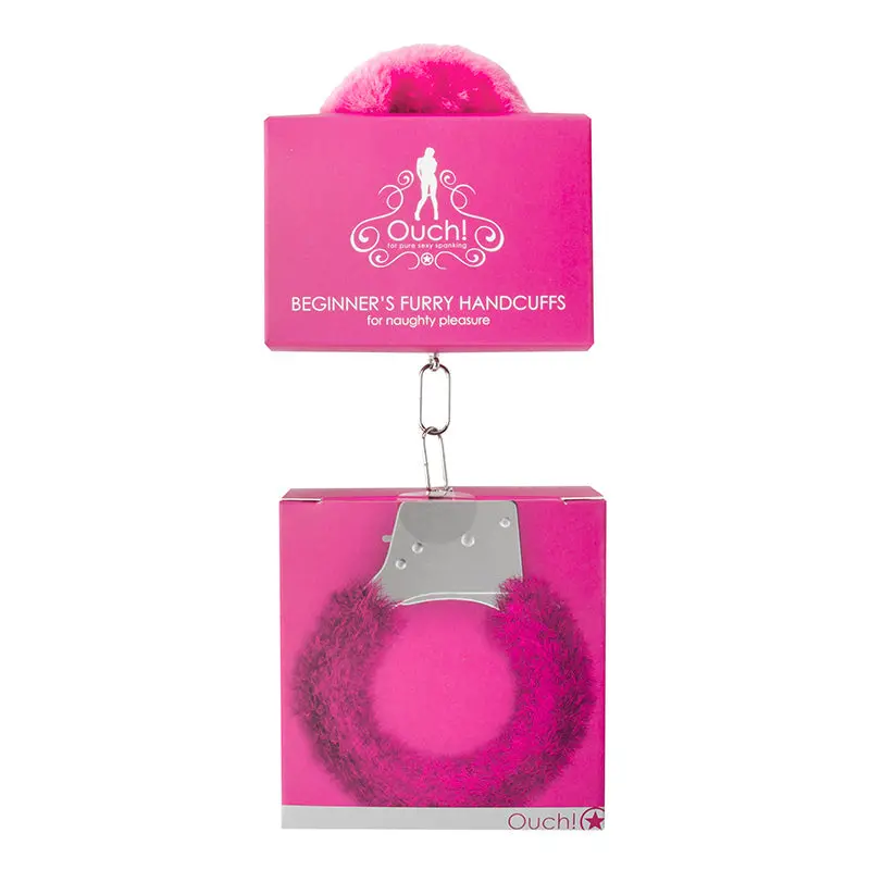 Ouch! Beginner's Furry Handcuffs With Quick-Release Pink 1