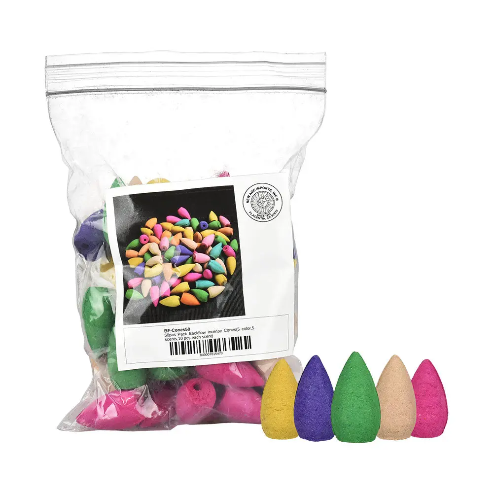 Backflow Incense Cones - Assorted Scents 50Pcs 1