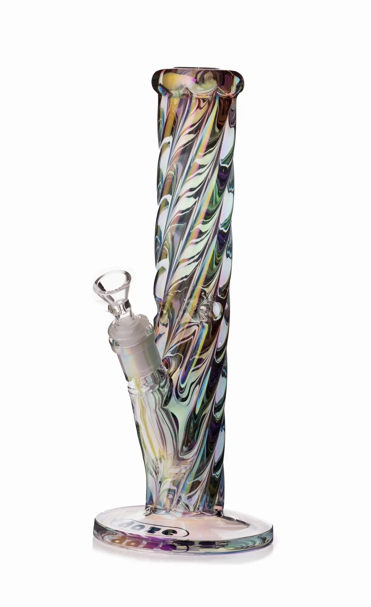 Daze Glass - 12 Inch Iridescent Rainbow Spiral Glass Water Pipe 1