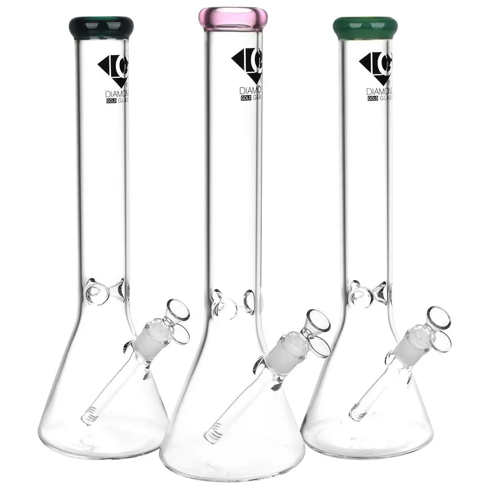Diamond Glass Gold Classic Beaker Water Pipe - 16.25" / 14Mm F 1