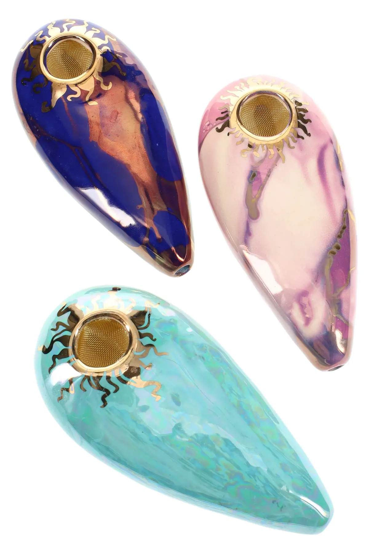 Ancient Creations Ceramics 4″ Oval Ceramic Hand Pipe – Brass Screen – Us-Made 1