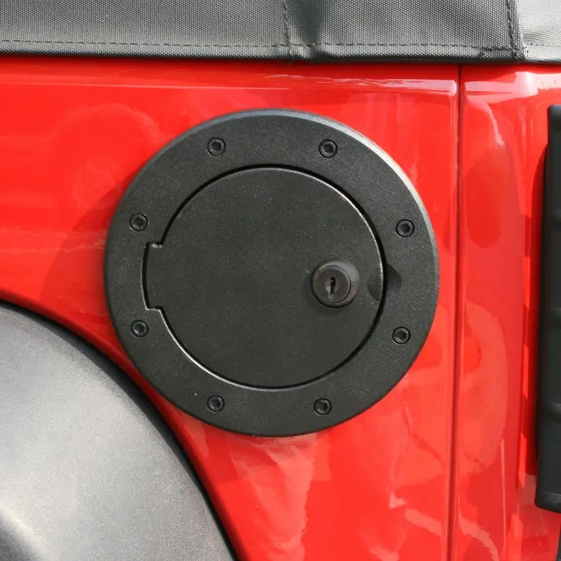 Rugged Ridge Locking Gas Cap Door Black Alum 07-18 Jeep Wrangler Jk 1