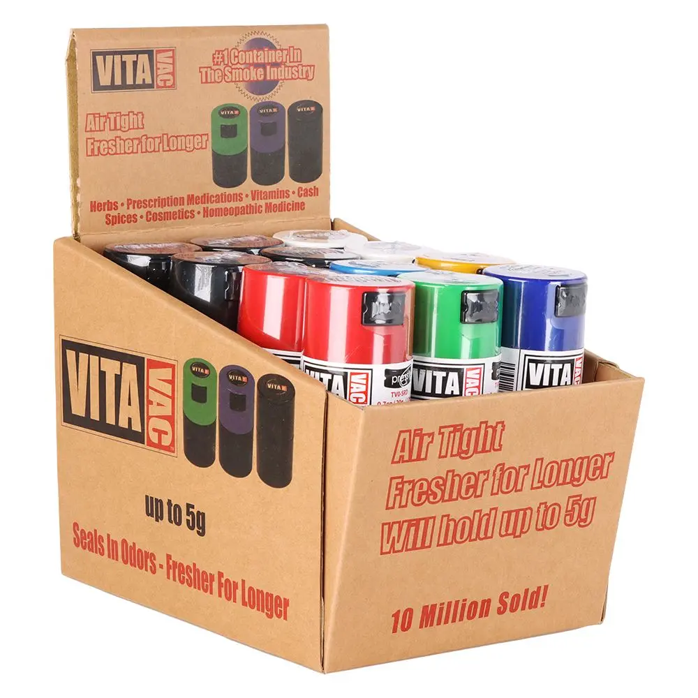 24Ct Display - Vitavac Smell Proof Container - 2.75" / Assorted Colors 1