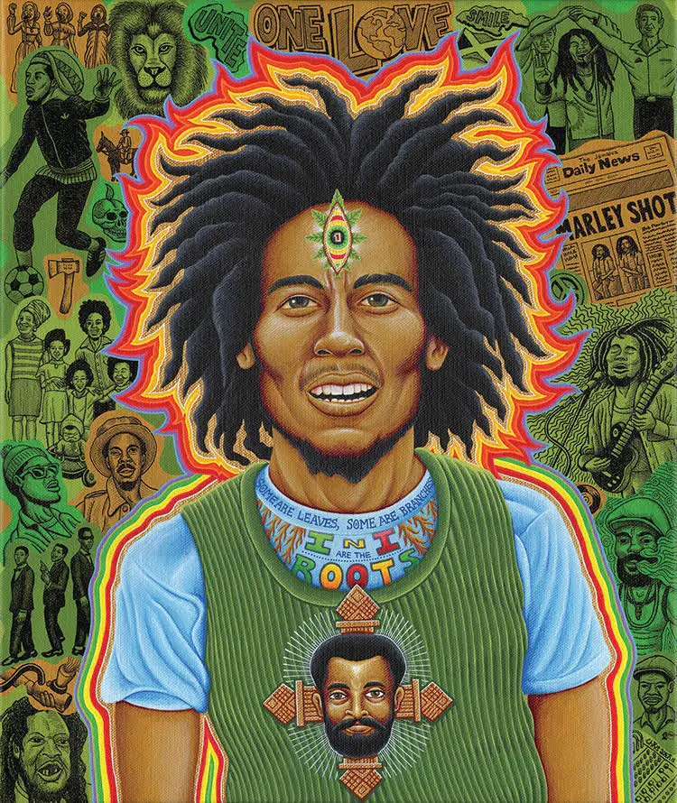 Chris Dyer "Bob Marley Roots"  6.1" X 8.1"  85 Piece 1/4 Inch Thick Maple Wood Jigsaw Puzzle 1