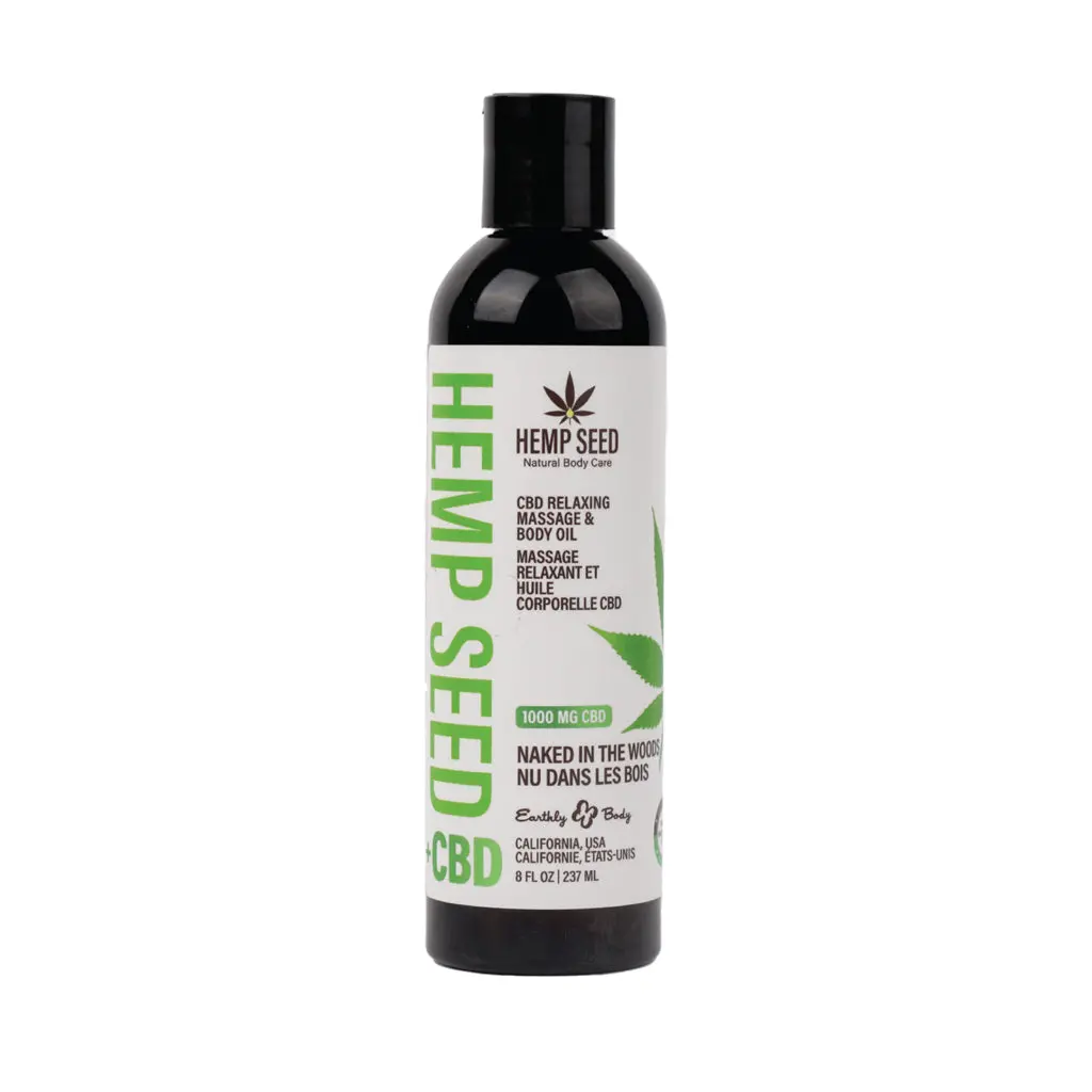 Earthly Body Hemp Seed Cbd Relaxing Massage And Body Oil Naked In The Woods 8 Oz. 1