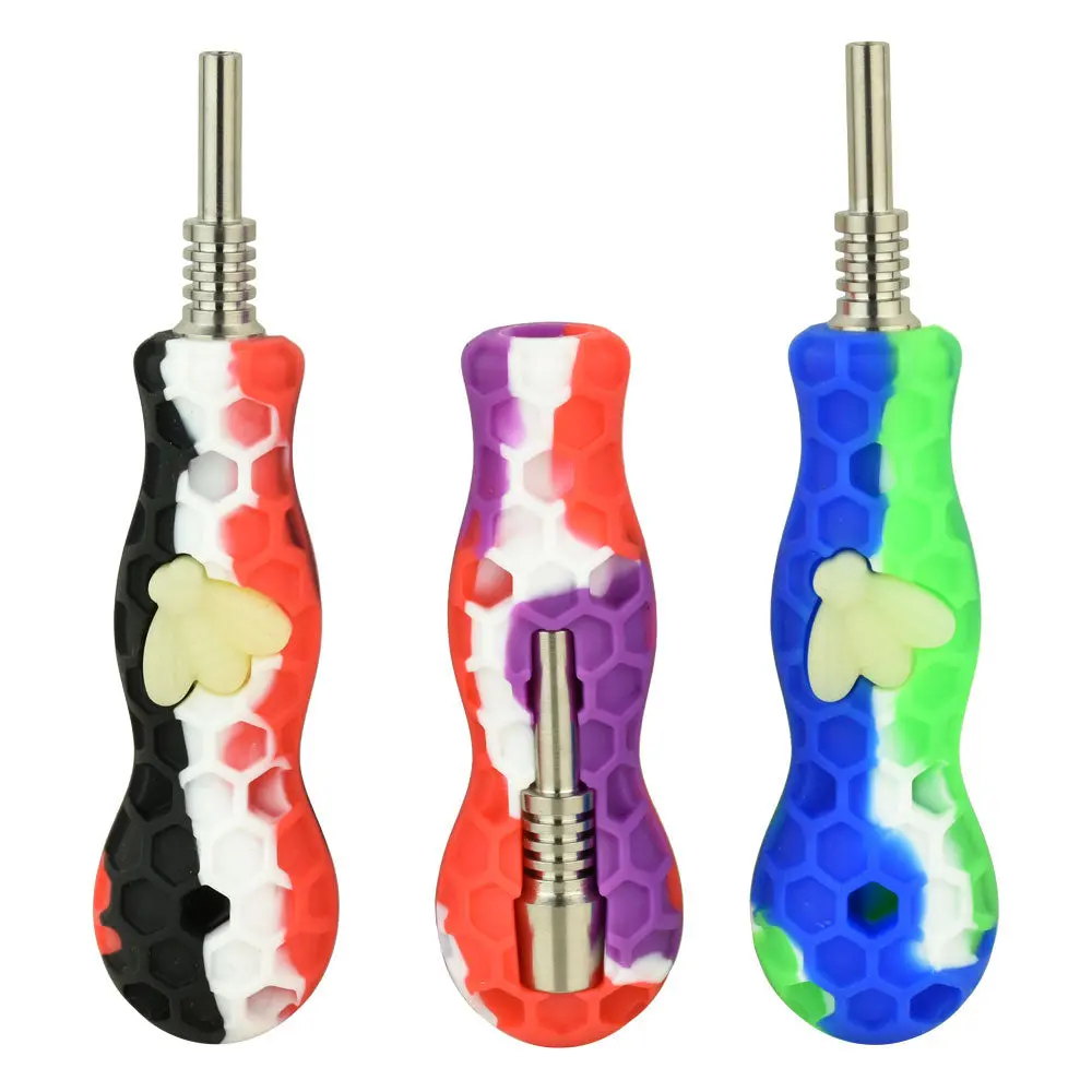 Glow Bee Silicone Vapor Straw Titanium Tip-4.25"/Colors Vary 1