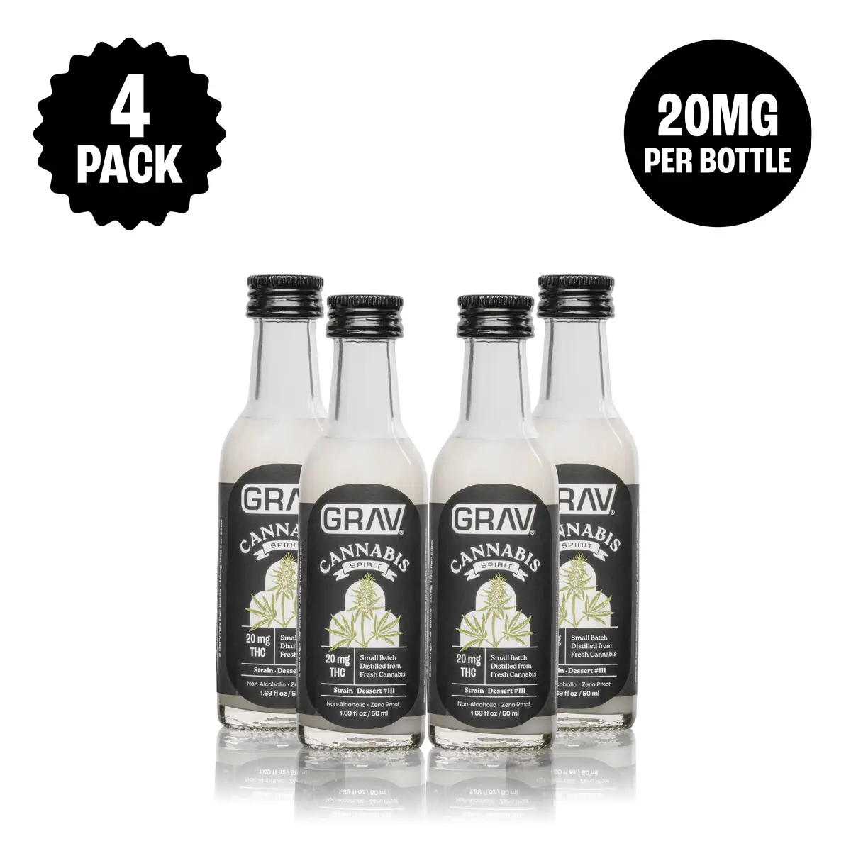 Grav® Cannabis Spirit 20Mg Natural, 50Ml Bottle 4-Pack 1