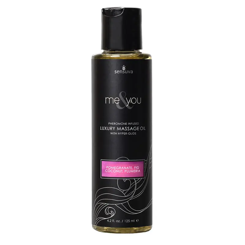 Sensuva Me & You Pheromone-Infused Luxury Massage Oil Pomegranate, Fig, Coconut, Plumeria 4.2 Oz. 1
