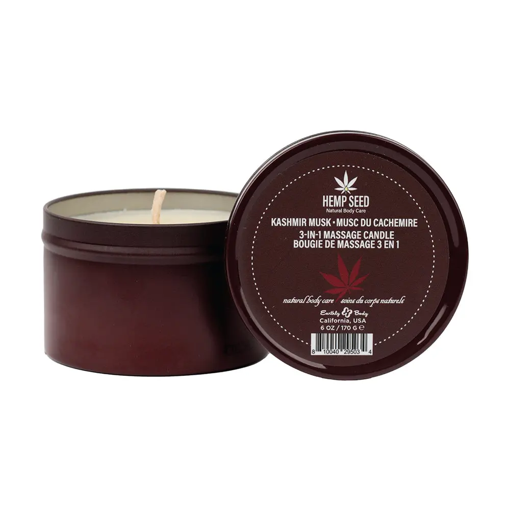Earthly Body Hemp Seed 3-In-1 Massage Candle Kashmir Musk 6 Oz. 1