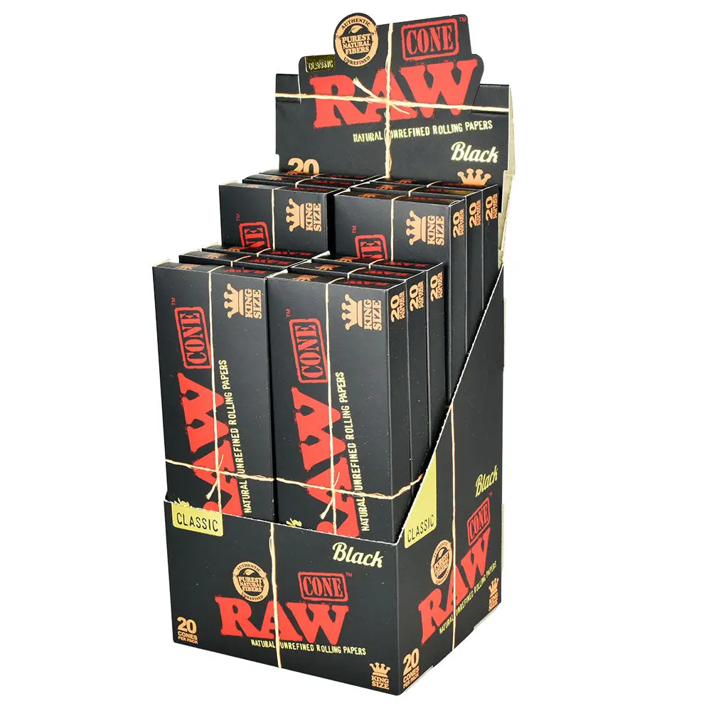 Raw Black Pre-Rolled Cones - 20Pk/King Size - 12Pc 1