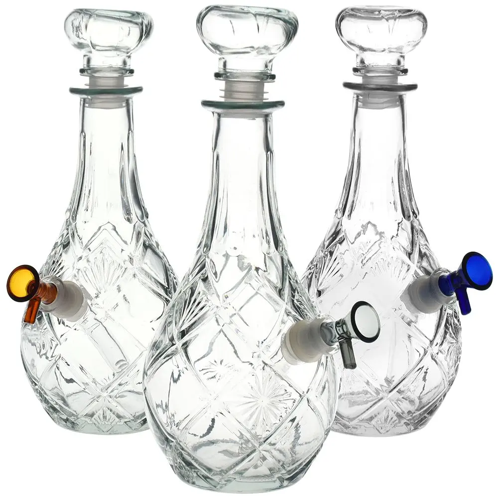 Vintage Decanter Style Glass Water Pipe W/ Cap - 9" / Lozenge 1