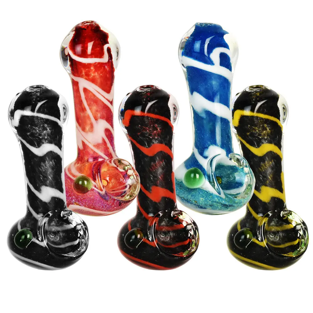 Colorful Worked Striped Spoon Pipe - 3" / Colors Vary 1