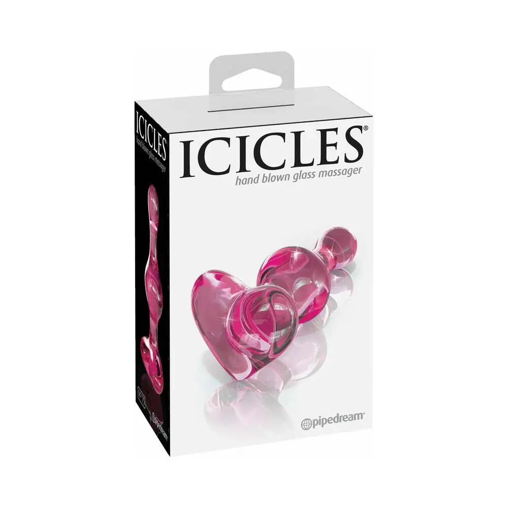 Icicles No. 75 Beaded Glass Massager With Heart-Shaped Base Pink 1