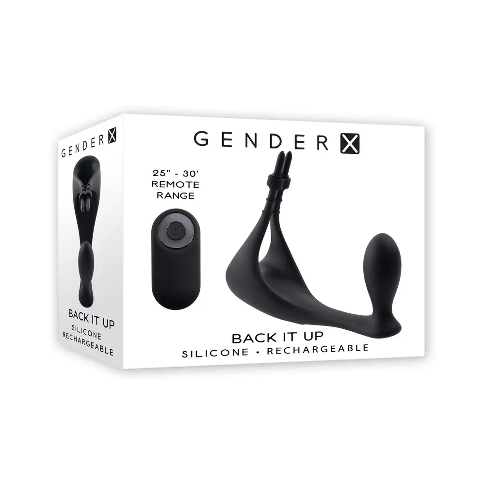 Gender X Back It Up Rechargeable Lasso C-Ring And Plug With Remote Silicone Black 1