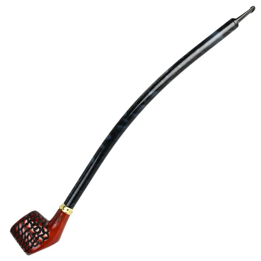 Pulsar Shire Pipes Curved Engraved Cherry Wood Tobacco Pipe - 15" 1