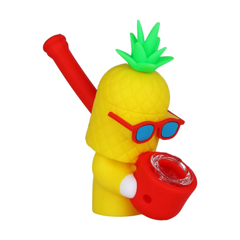 Cool Guy Pineapple Secret Stash Silicone Hand Pipe - 4" 1