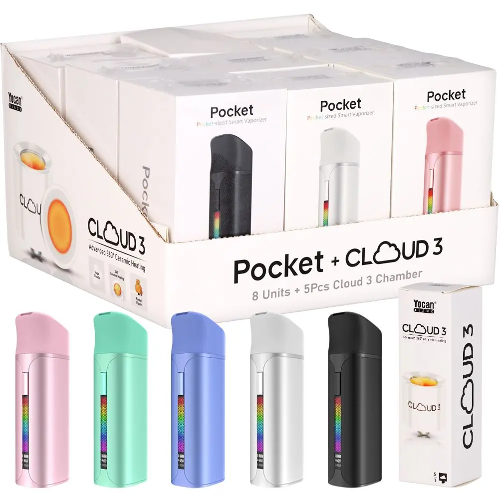 Yocan Black Pocket Concentrate Vaporizer + 5Ct Cloud 3 Chamber - 1400Mah / Assorted Colors 1