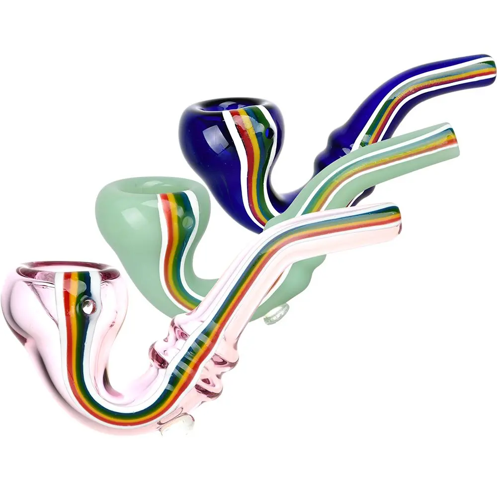 Striped Sherlock Glass Hand Pipe - 5" / 10Ct 1