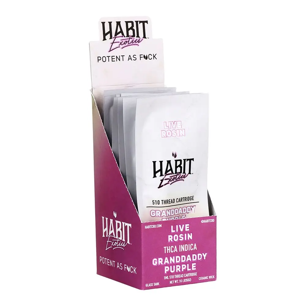 Habit Exotics Thca Rosin Ceramic Cartridge | 1G | 10Ct Display 2
