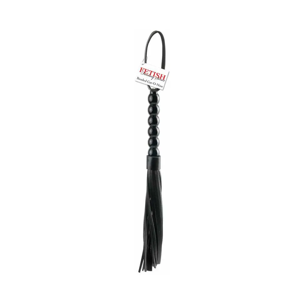 Fetish Fantasy Series Beaded Cat-O-Nine Tails Flogger Black 1
