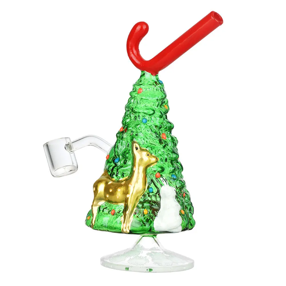 Christmas Tree W/ Candy Cane Glass Rig - 7.25" / 14Mm F 1
