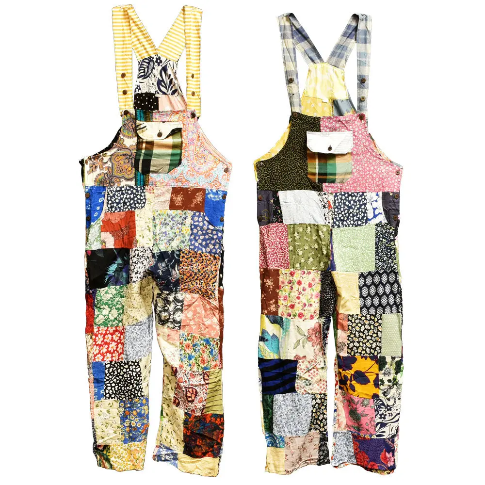 Colorful Patchwork Overall Pants - 27" Inseam - Colors Vary 1