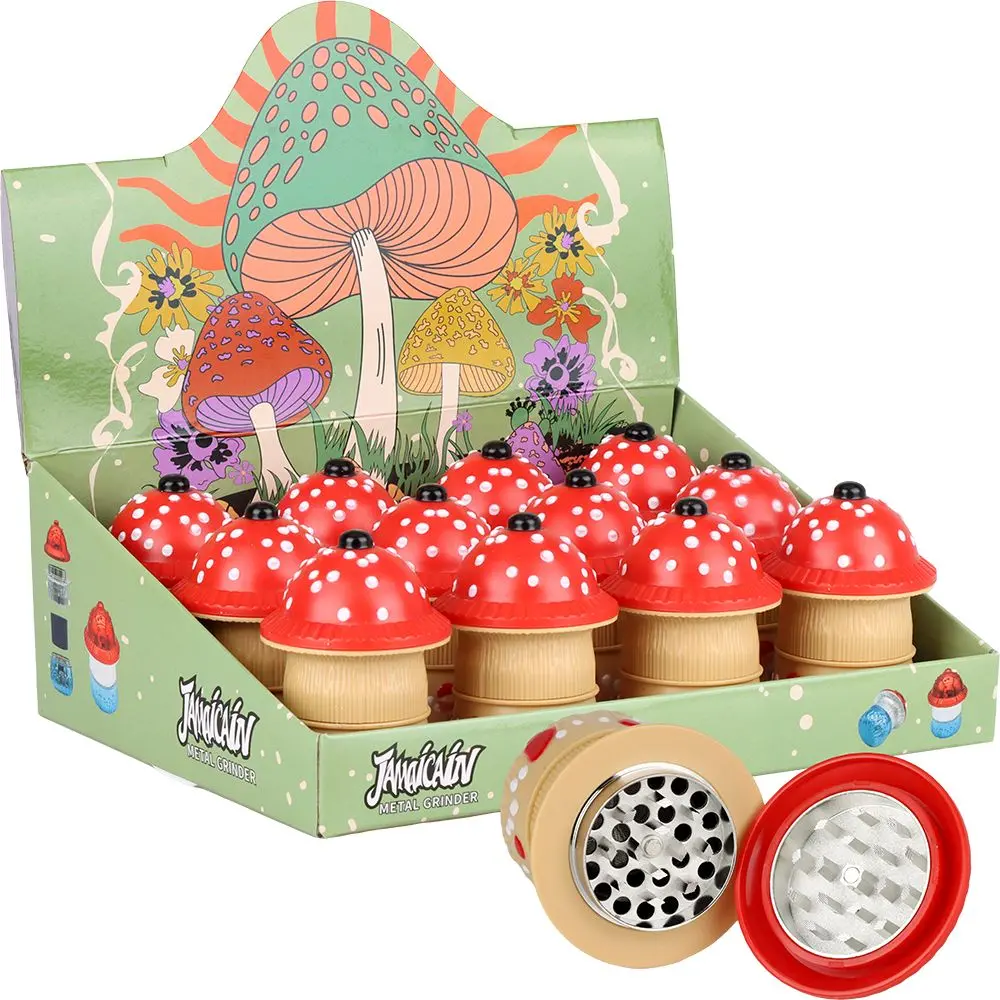 Mushroom Acrylic Grinder - 3Pc / 1.5" 12Ct 1