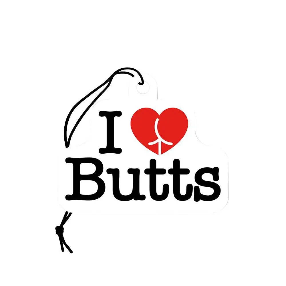 Wood Rocket Car Air Freshener - I Heart Butts / Apple Scent / 4"X3" 1