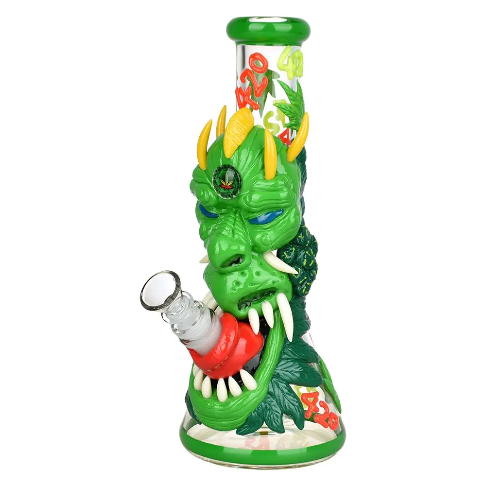 Dragon 420 Glow In Dark Beaker Water Pipe - 10" / 14Mm F 1