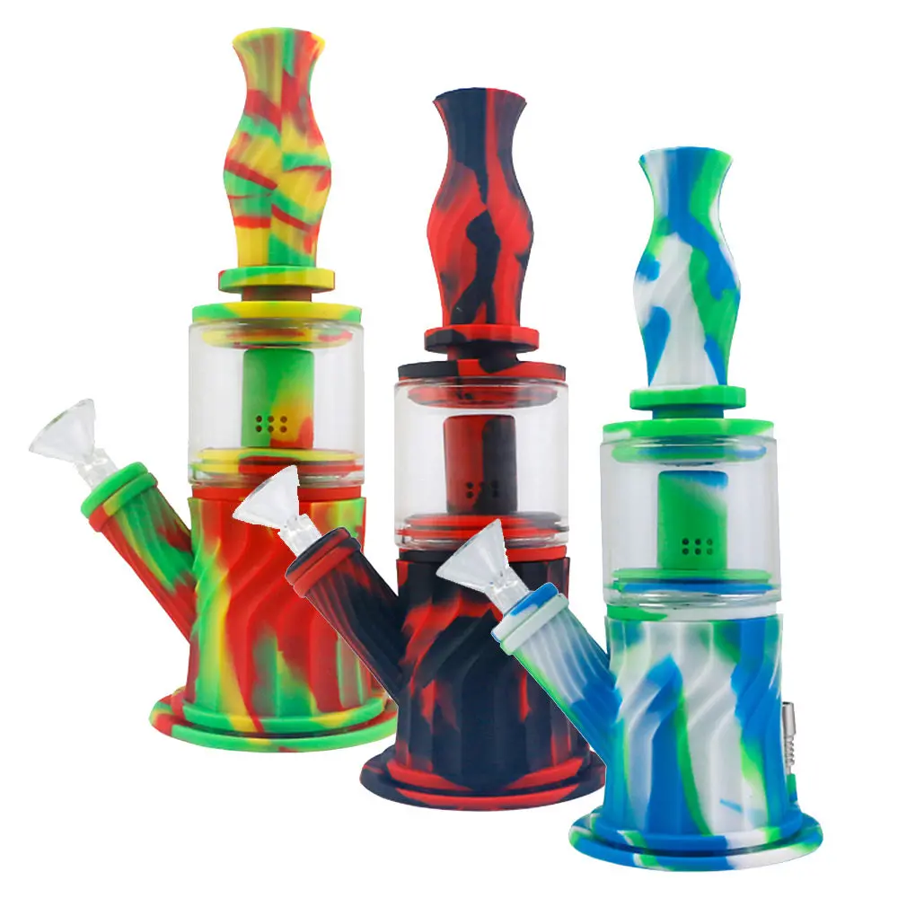 Silicone Water Pipe - 10" 4-1 / 14Mm F / Colors Vary 1