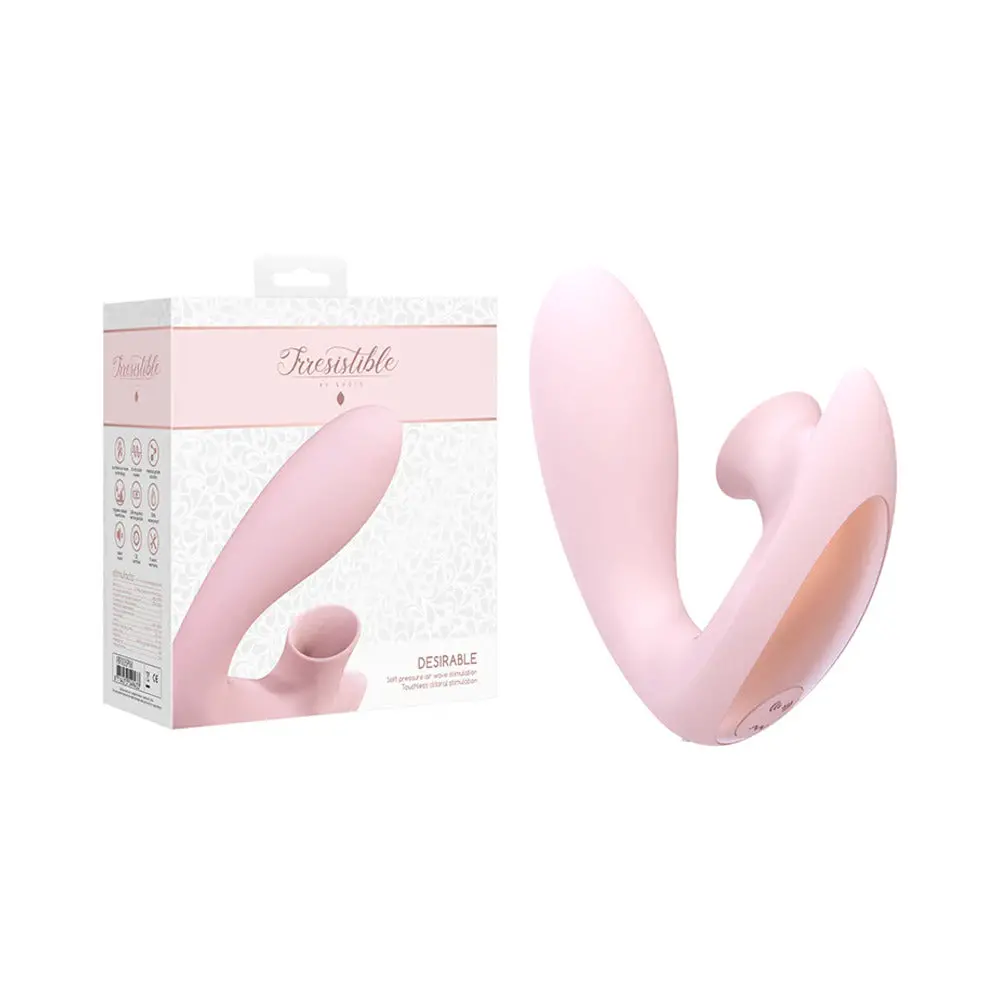 Shots Irresistible Desirable Rechargeable Silicone Soft Pressure Air Wave Dual Stimulator Pink 1