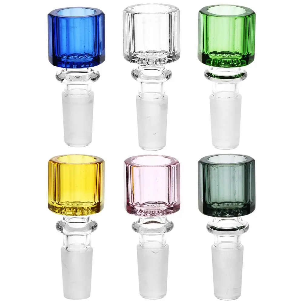 6Ct Bundle - Faceted Herb Slide W/ Honeycomb Screen - 14Mm M / Assorted Colors 1