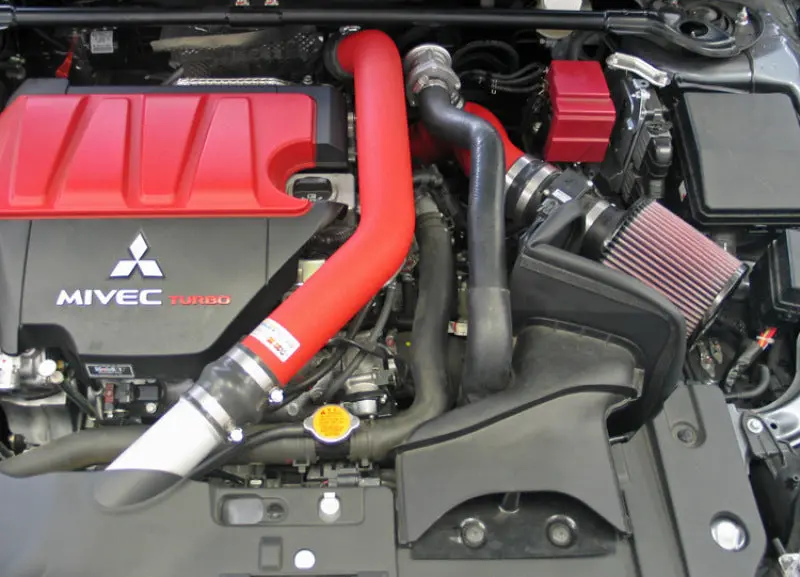 K&N 08-09 Mitsubishi Evo X Wrinkle Red Typhoon Short Ram Intake 2