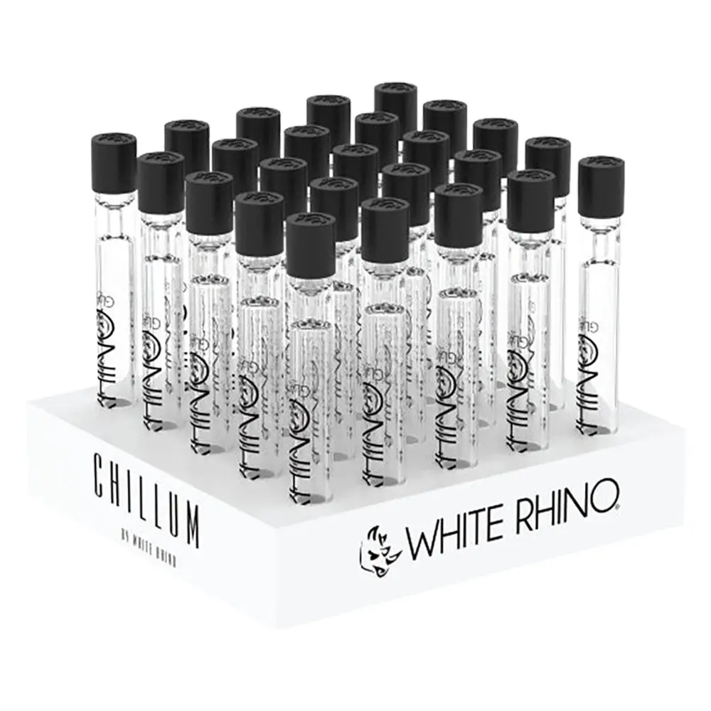 White Rhino Chillum Pipe W/ Silicone Cap | 4.25" | 25Pc Display 1