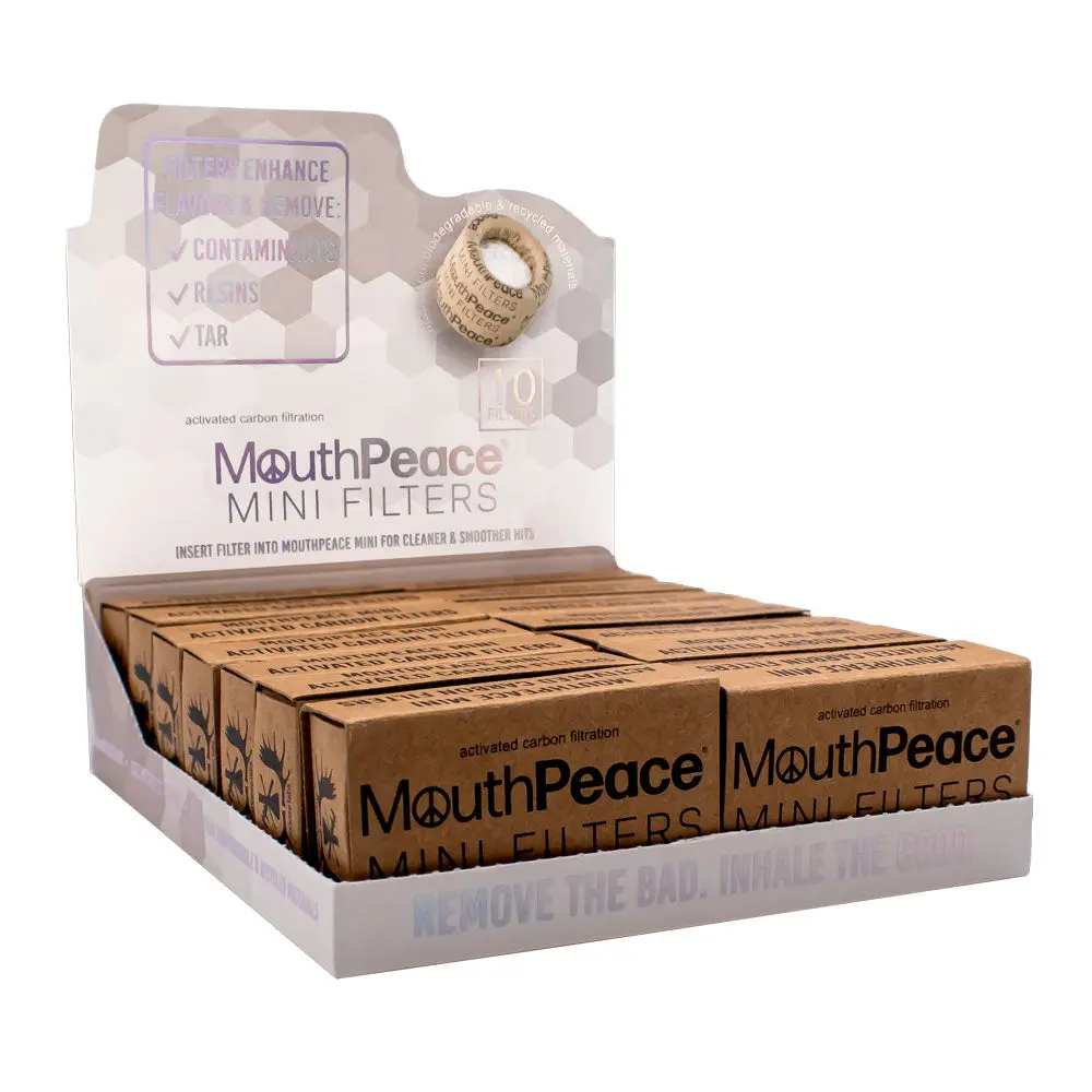 Mouthpeace Mini Carbon Filters Refill - 10Pk - 14Pc Display 1