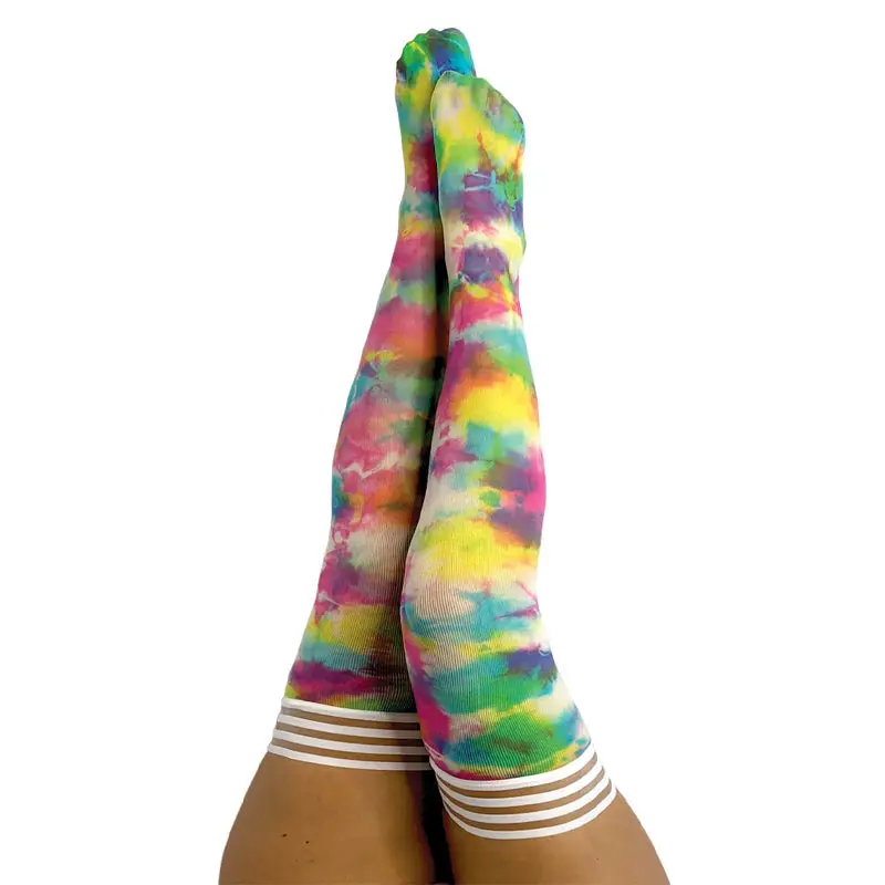 Kixies Gilly Rainbow Tie-Dye Thigh-High Size D 1
