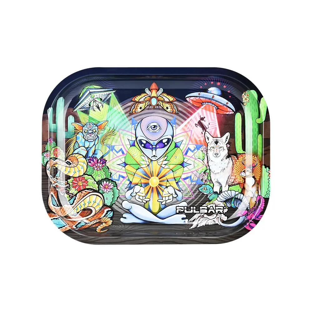 Pulsar Mini Metal Rolling Tray - Psychedelic Desert / 7"X5.5" 1