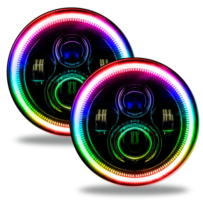 Oracle 7In High Powered Led Headlights - Black Bezel - Colorshift No Controller See Warranty 1