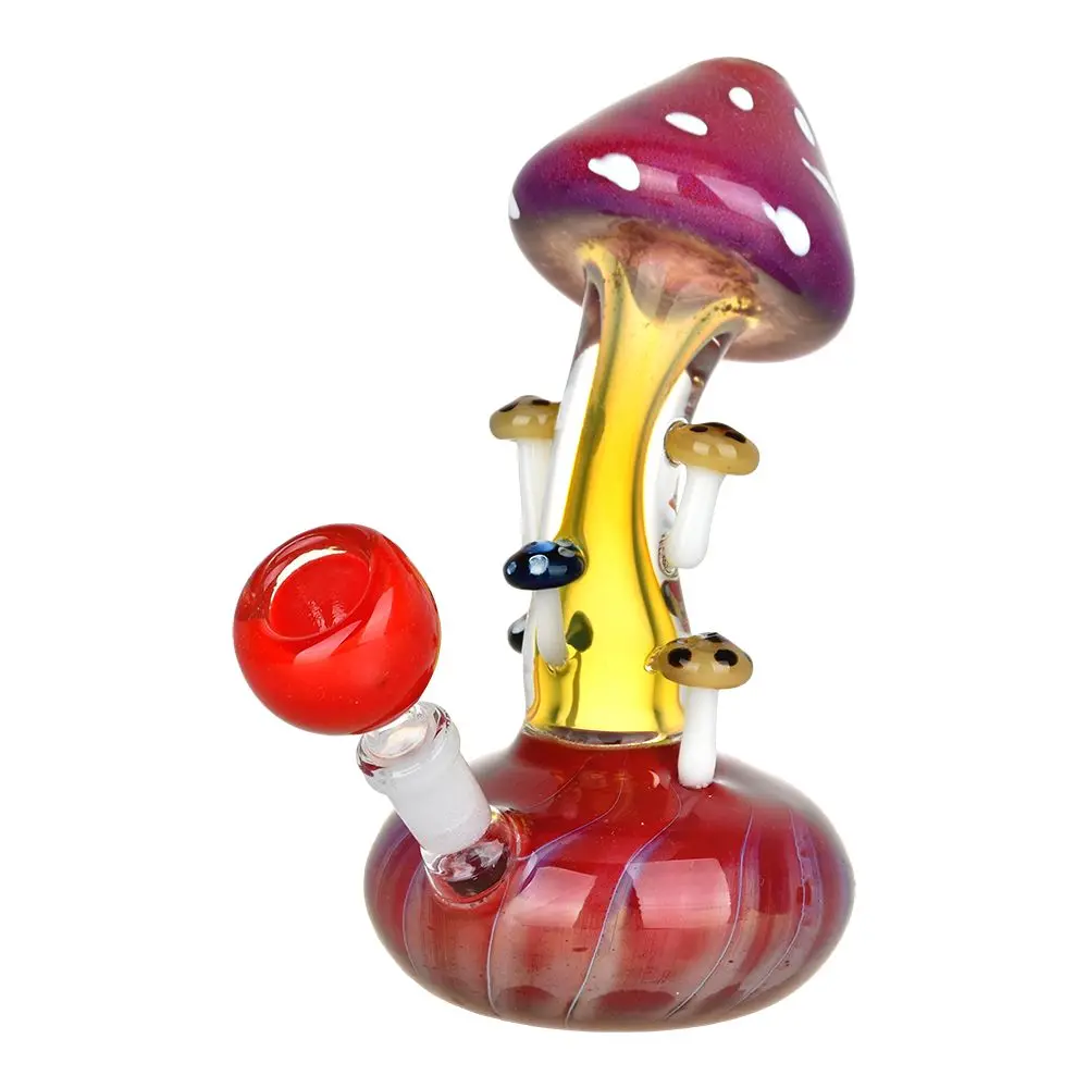 Mushroom Collective Bent Neck Glass Water Pipe - 5.25" / 10Mm F 1