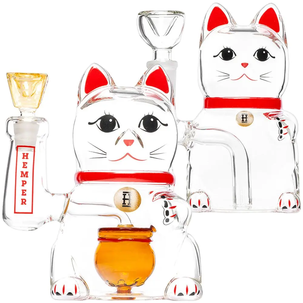 Hemper Lucky Money Cat Glass Water Pipe | 14Mm F 1